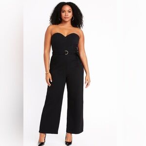 Nasty Gal Black Denim Jumper Wide Leg Women’s SZ 8 | Strapless Snatched Suit NWT
